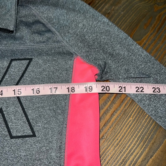 PINK GREY & HOT PINK PULLOVER THUMB HOLES SZ L QUARTER NECK ZIPPER - Picture 10 of 10
